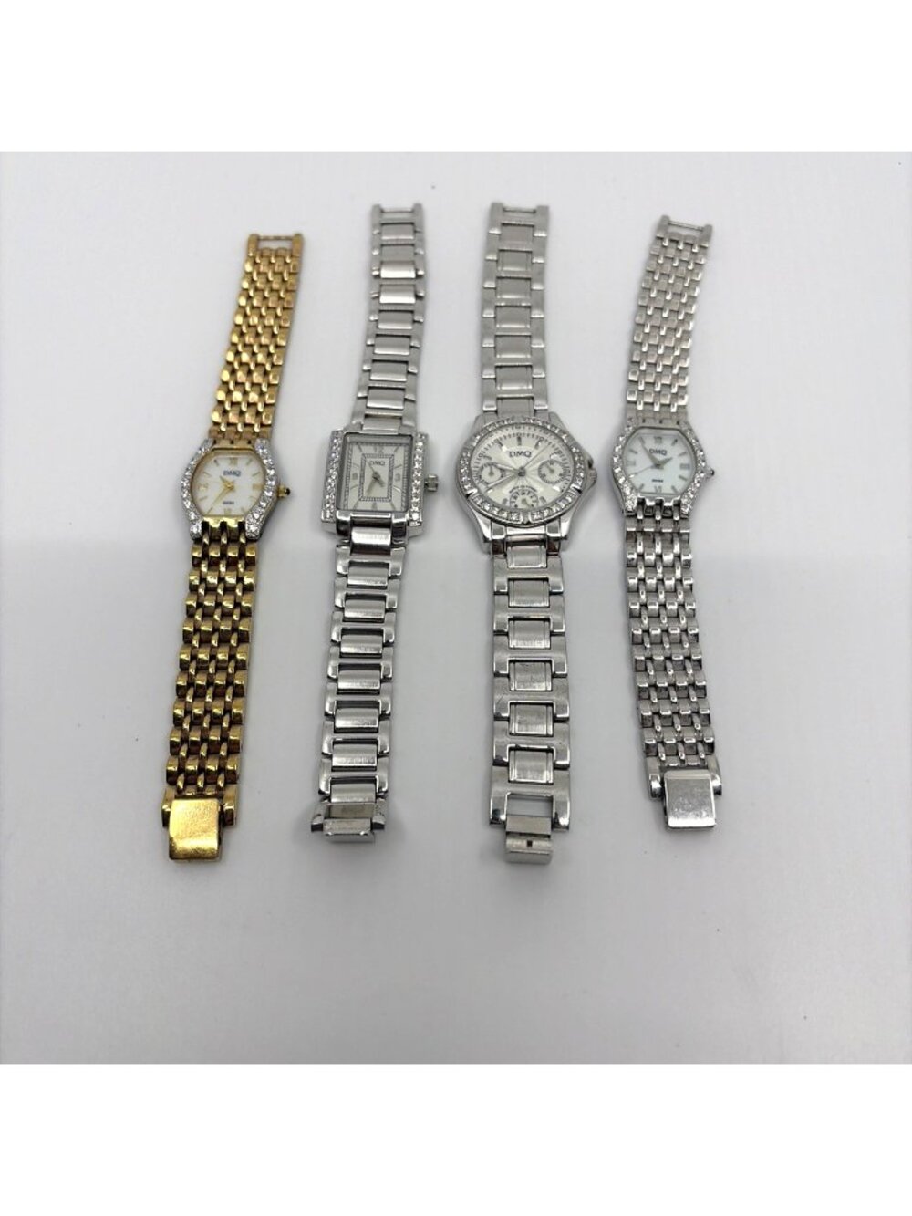 Lot 4 DMQ CZ Womens Quartz Watches Swiss Japan MOP Crystal Silver Gold Tone